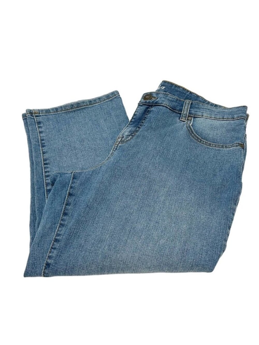 MACY'S STYLE & CO. Blue jeans Curvy capris 5 pocket 5 belt loops Women Stretchy